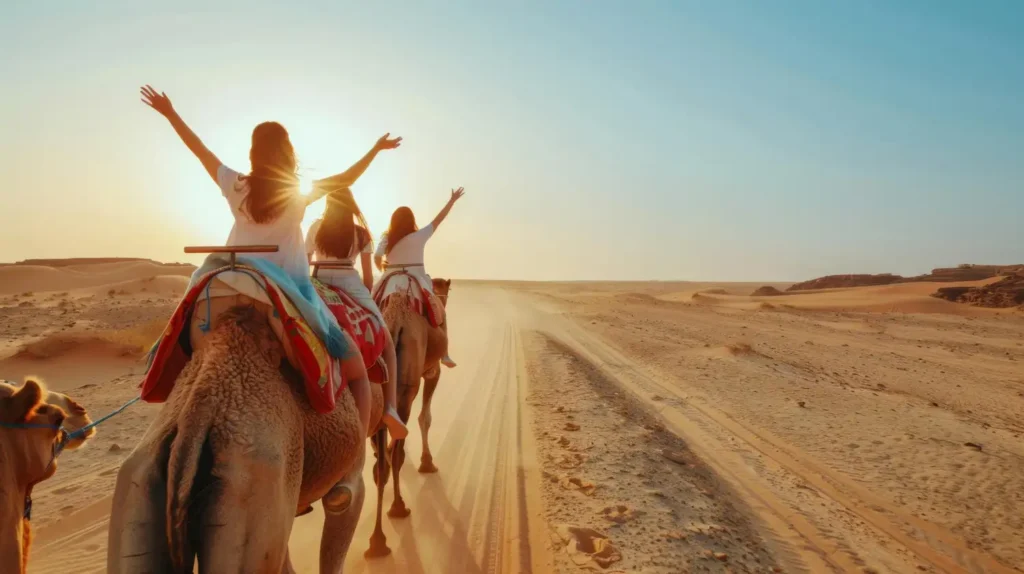 Camel Riding in Desert